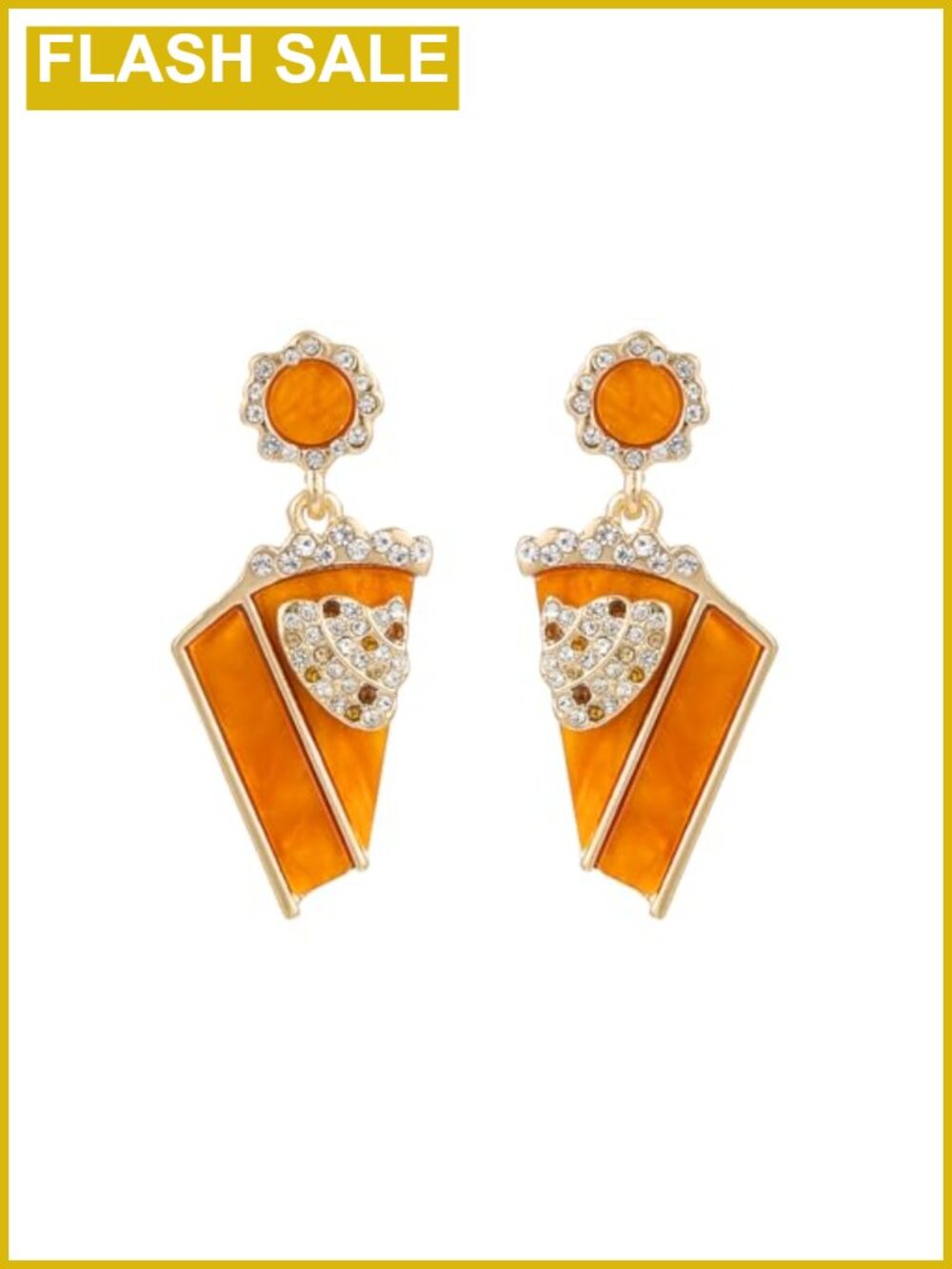 Thanksgiving Pumpkin Pie Dangle Earrings Zinc Rhinestone Lever Back